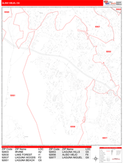 Aliso Viejo Digital Map Red Line Style